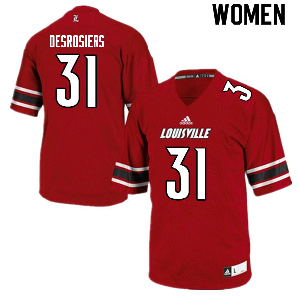 Women #31 Gregory Desrosiers Louisville Cardinals College Football Jerseys Sale-Red